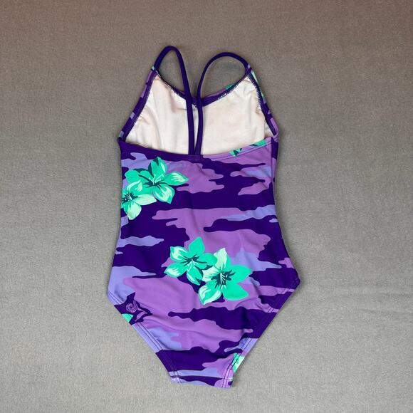 Kanu Surf Swimsuit Girls 2T Rylie Purple Teal Floral Daisy Beach Sport One Piece - Picture 2 of 9